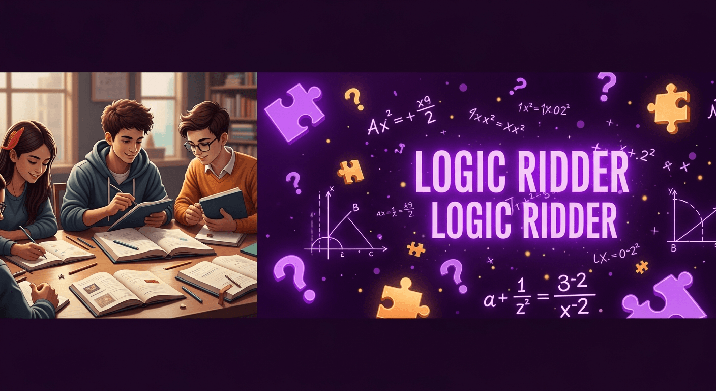 Students studying with equations and riddles